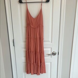ILLA ILLA Pink and Orange Pleated Sundress Spaghetti Strap